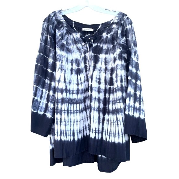 Calvin Klein Women's M Medium to Large L Tie dye Silk blouse - Picture 1 of 10